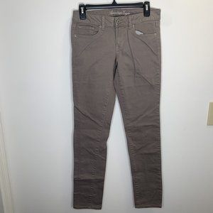 AE American Eagle Womens Size 2 Grey Taupe Skinny Fit Stretch Denim Jeans